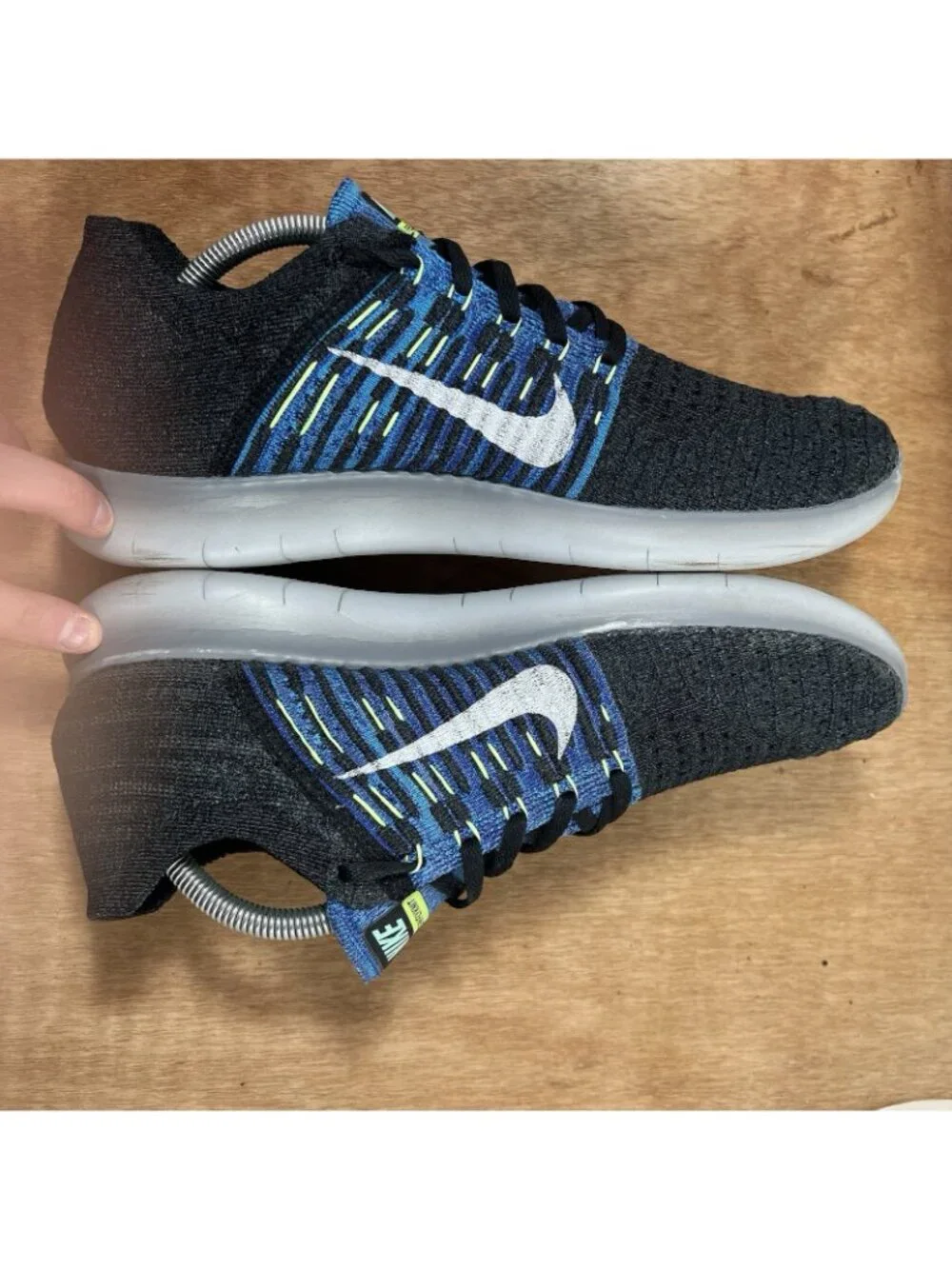 Nike Free RN Flyknit Shoes Mens 10.5 Blue Black Road Running Athletic Sneakers